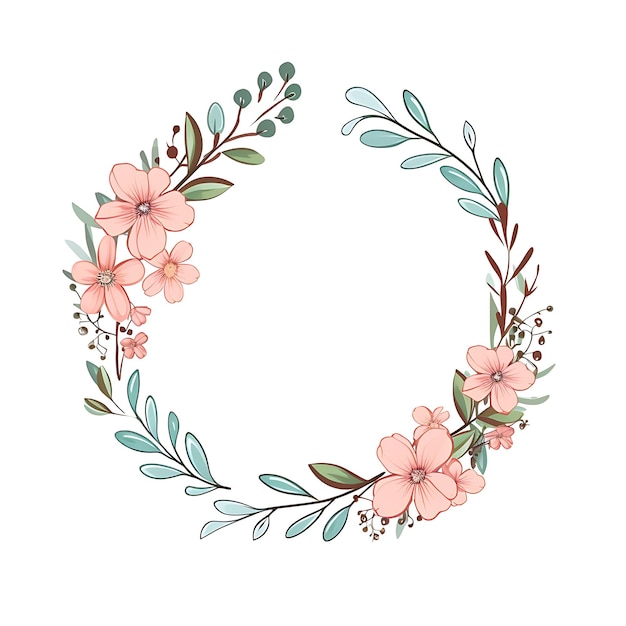 une couronne de fleurs avec des fleurs roses et des feuilles vertes