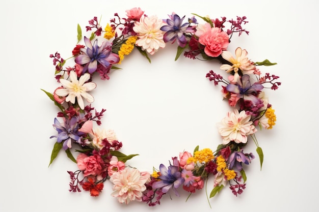 couronne de fleurs isolée sur blanc