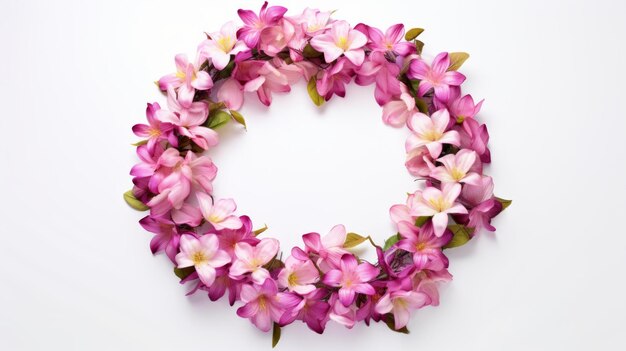 Une couronne de fleurs isolée sur un fond blanc