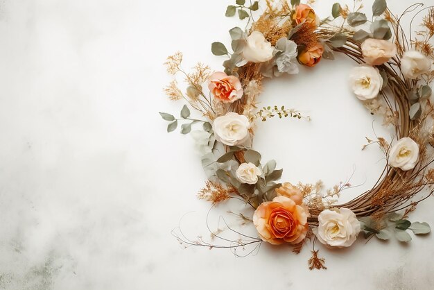 Une couronne de fleurs isolée sur fond blanc