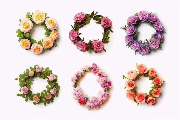 Une couronne de fleurs isolée sur fond blanc