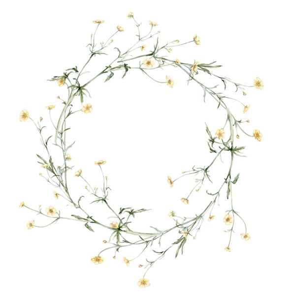 Couronne de fleurs jaunes fleurs de forêt de prairie buttercup connu sous le nom de ranunculus acris sitfast spearworts