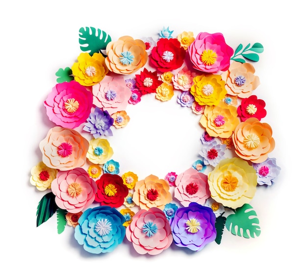 Couronne De Fleurs En Papier Fait Main Coloré