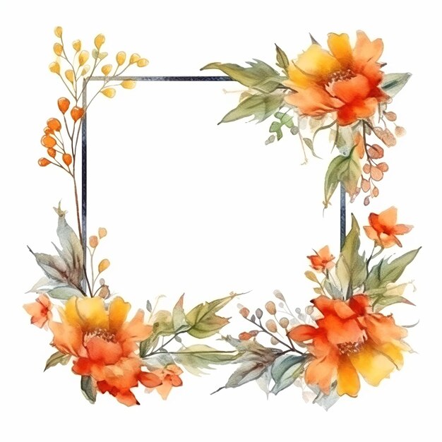 Couronne de fleurs pour carte de vœux de mariage fond cadre de papier peint génératif Ai