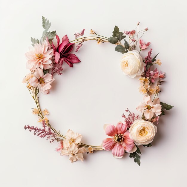 Couronne de fleurs pour fond décoratif