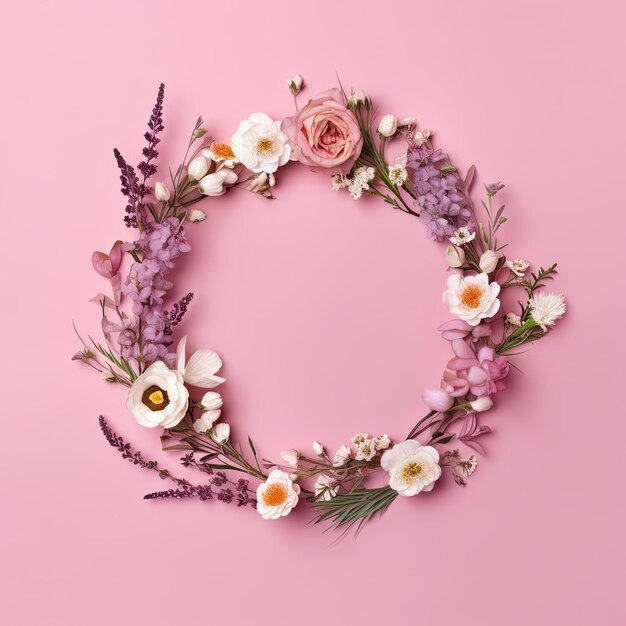 Couronne de fleurs pour fond décoratif