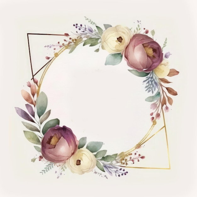 Couronne florale aquarelle Illustration AI GenerativexA