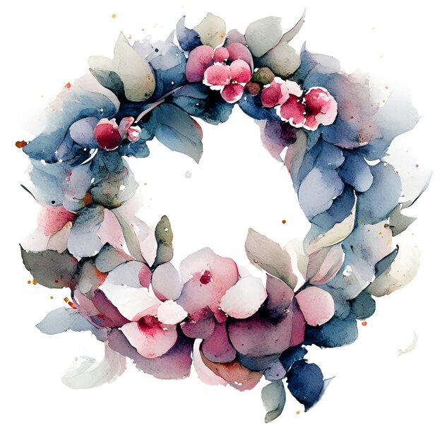 Une couronne florale à l'aquarelle