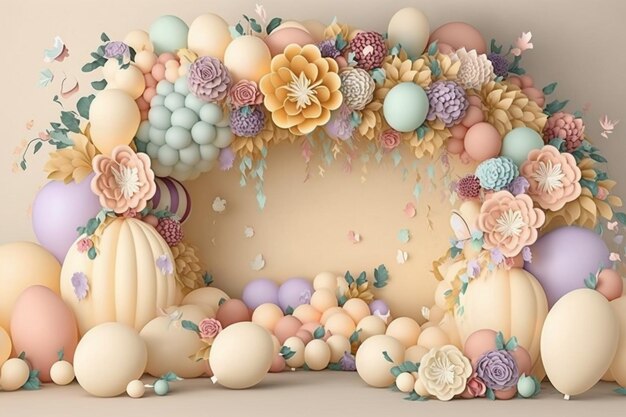 Une couronne florale pastel avec un motif floral.