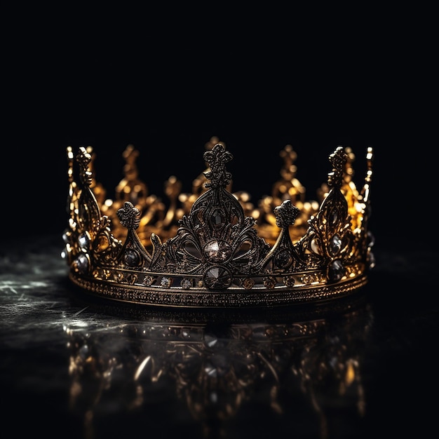 Une couronne sur fond noir avec un fond noir.