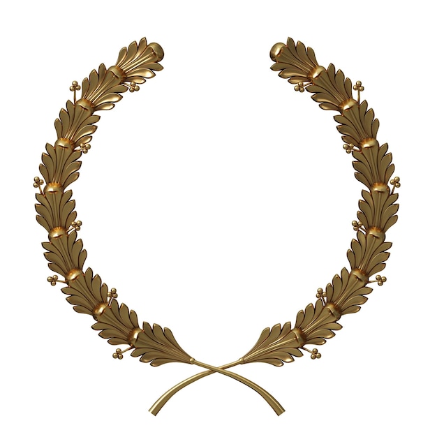 Une couronne de laurier réaliste d'or.