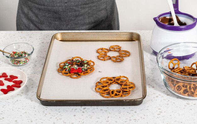 Couronne de Noël bretzel au chocolat