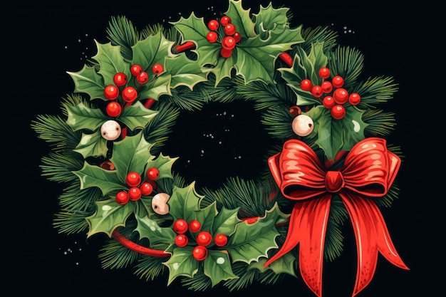 Couronne de Noël Clipart vecteur