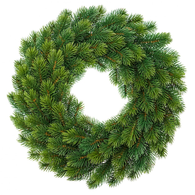 Couronne de Noël verte isolée sur fond blanc