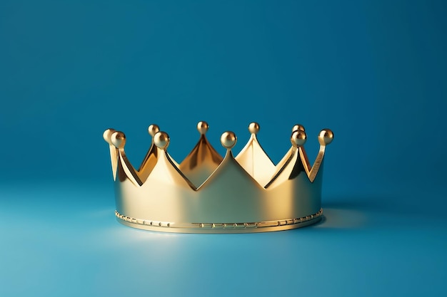 Une couronne d'or sur fond bleu avec le mot roi dessus.