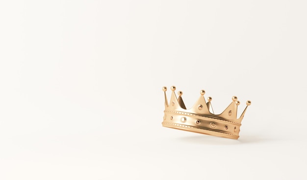 Couronne d'or sur fond patel avec concept de victoire ou de succès Couronne de prince de luxe rendu 3d