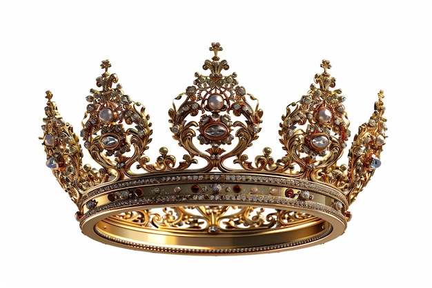 Couronne en or royal en or isolée