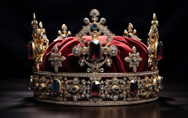 Une couronne d'or royale avec des pierres bleues