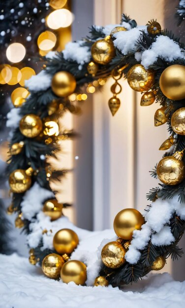 Une couronne ornée d'or et de neige