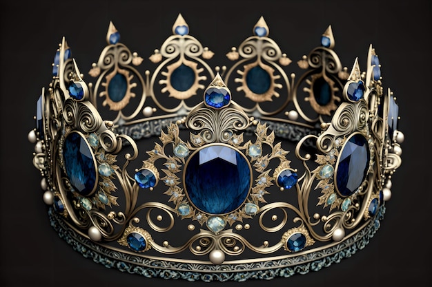 Une couronne précieuse avec des saphirs une décoration royale