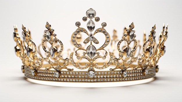 Une couronne de princesse faite d'or et de diamants avec du blanc