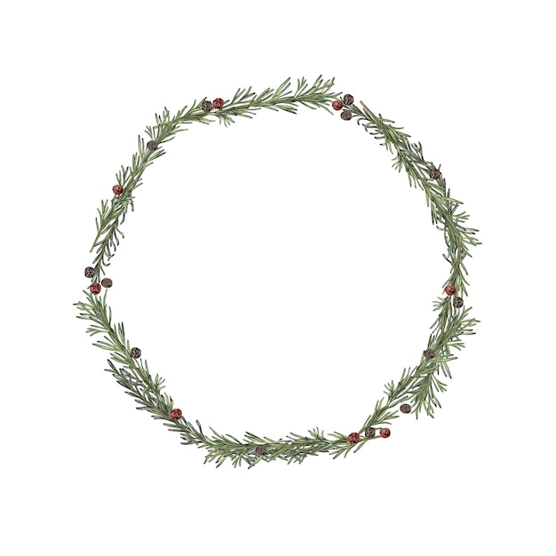 Une couronne de romarin à l'aquarelle