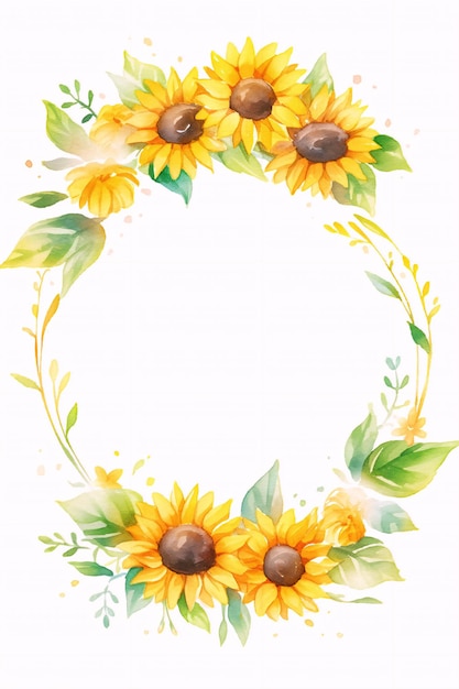 Une couronne de tournesol à aquarelle