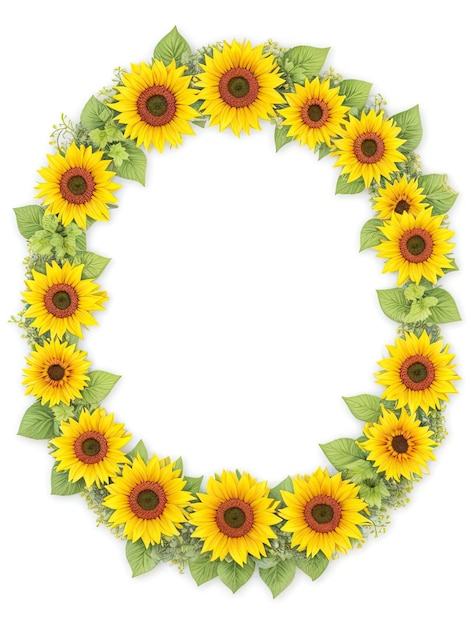 Une couronne de tournesols isolée sur un fond blanc