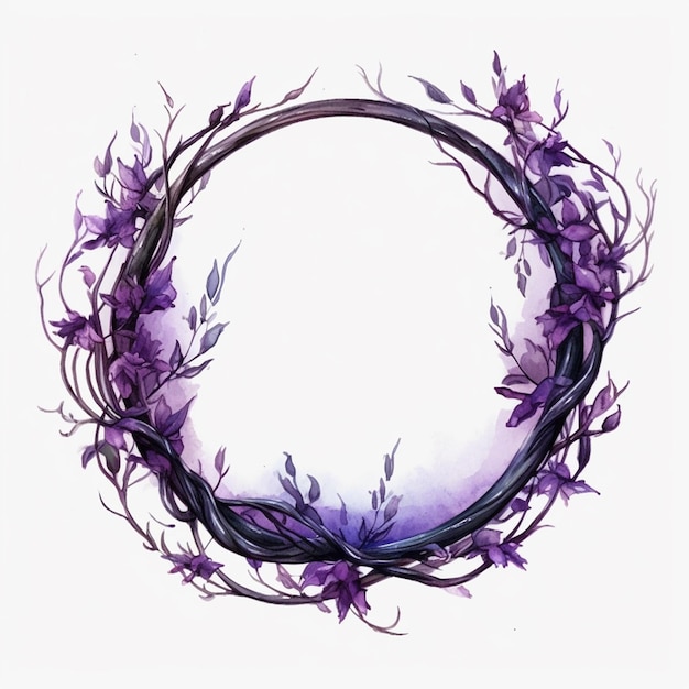 Une couronne violette avec des fleurs violettes dessus