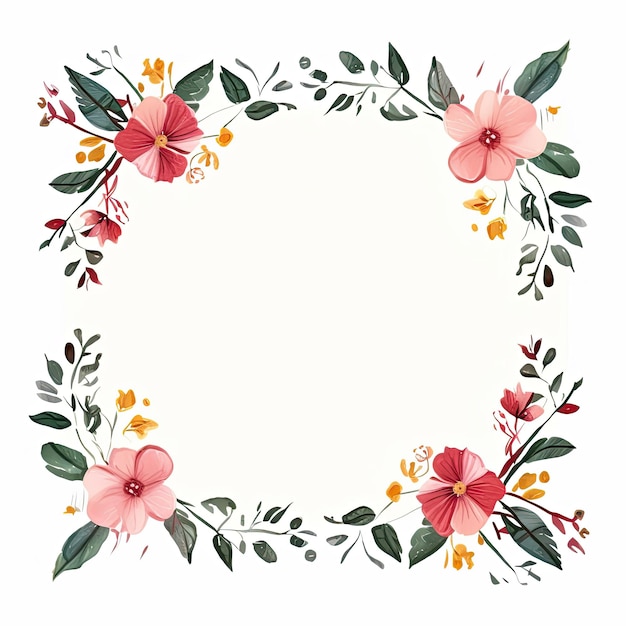 Couronnes d'espace de texte de fleur d'aquarelle, bordure florale minimaliste, Art, couronne d'arrangement floral d'automne