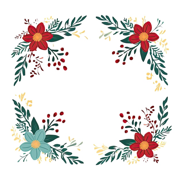 Photo couronnes de fleurs aquarelles pour votre texte couronne d'automne avec fleurs et feuilles flor simple dessinée à la main