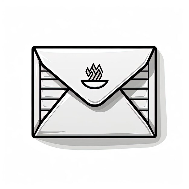 un courrier dans une enveloppe avec une icône de ligne de papier dans le style de dessin à la main