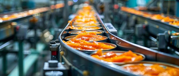 Une courroie transportatrice avec des boîtes de nourriture dessus par une image générée par AI