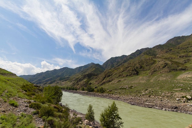 Cours d&#39;eau calme rivière Katun.