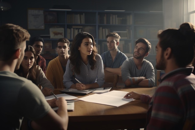 Cours de langue au lycée avec des étudiants pratiquant le 00349 03