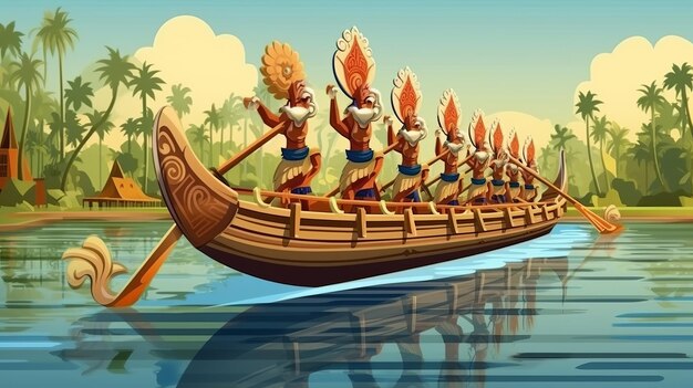La course de bateaux d'Onam Fête joyeuse d'Onam Onam Génératif ai
