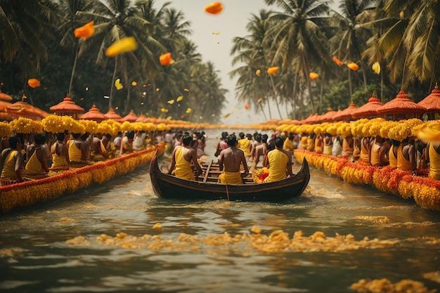 Course de bateaux d'Onam Joyeux onam Onam festival Génératif ai