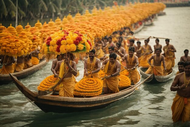 Course de bateaux d'Onam Joyeux onam Onam festival Génératif ai