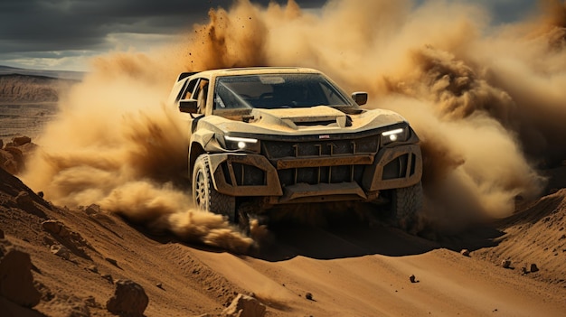 Course dans le désert de sable compétition de course défi désert