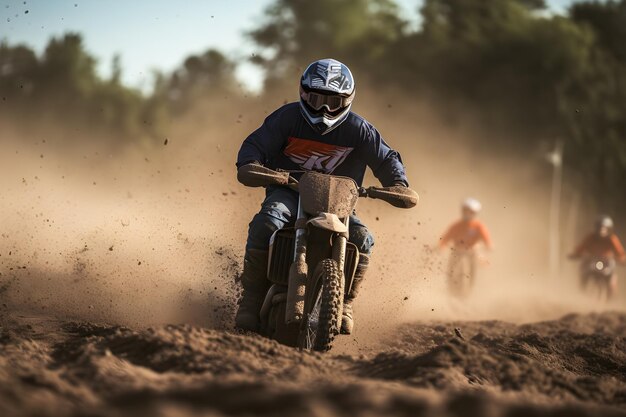 Course de motocross dans une arène de terre boueuse