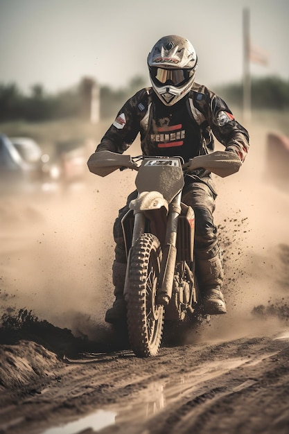 Course de motocross dans une arène de terre boueuse