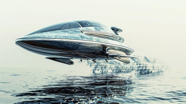 Courses de bateaux de vitesse dans l'eau avec le ciel en arrière-plan