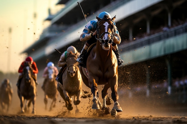 Courses de chevaux énergiques à l'emblématique Kentucky Derby Generative Ai