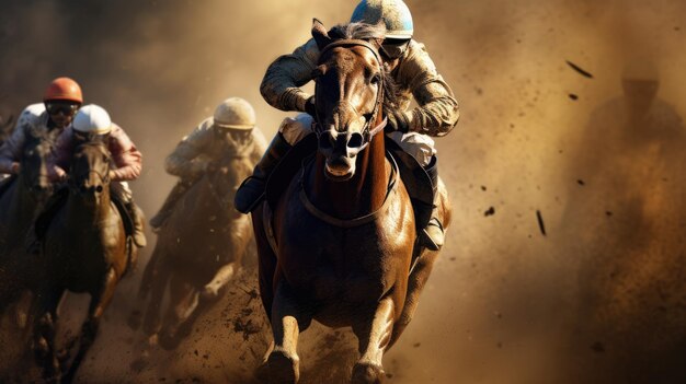 Les courses de chevaux à l'hippodrome Sable dispersé sous les sabots AI