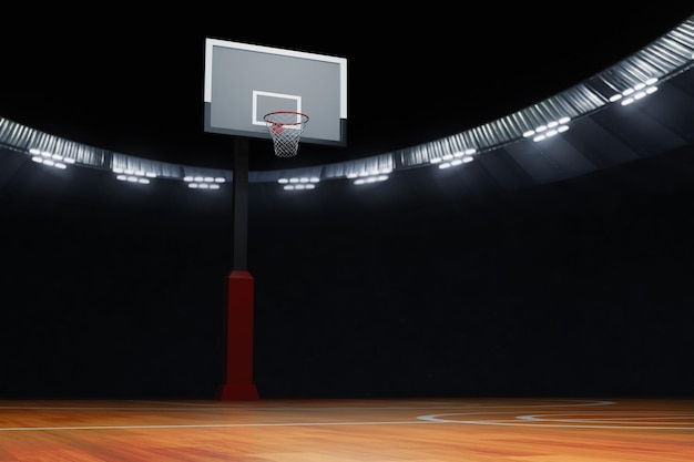 Court de basket vide sur une illustration 3D