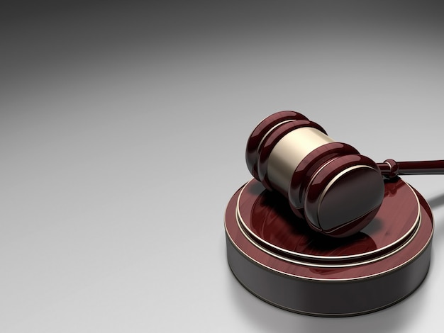 Court Gavel rendu 3d (fond dégradé sur)