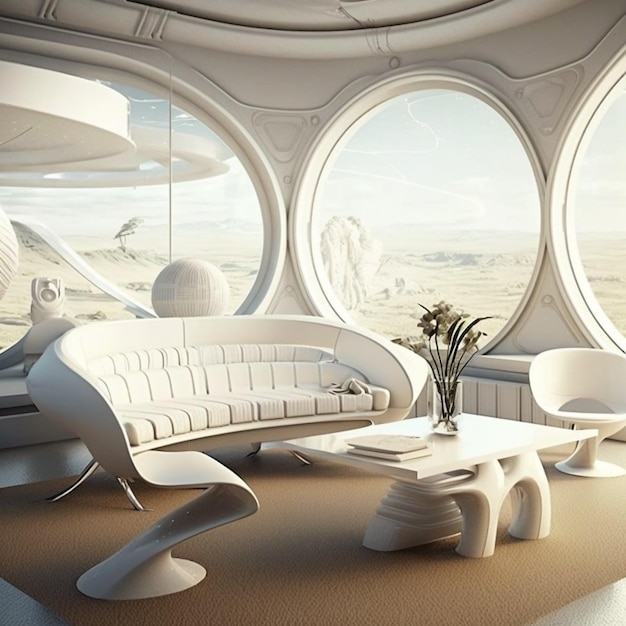 À court d'intérieur futuriste de la station spatiale Généré avec Ai