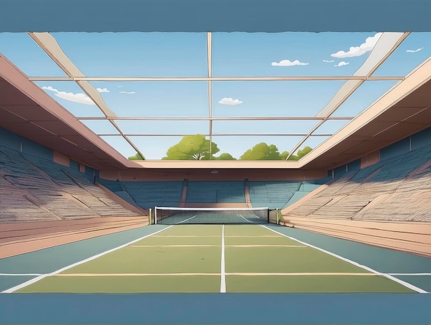 Photo un court de tennis avec un puits de lumière au-dessus et un court de tennis au milieu