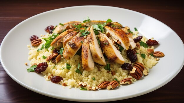 Couscous avec poulet, tomates et légumes séchés au soleil