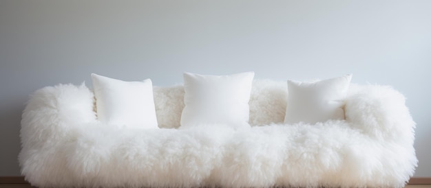 Un coussin blanc et moelleux sur le canapé.